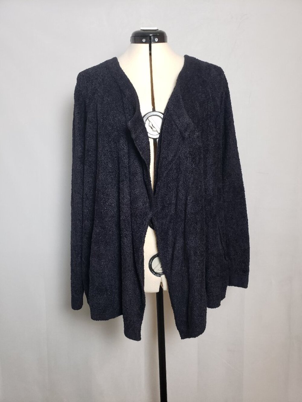 Barefoot Dream Bamboo Chic Lite Island Wrap Open Waterfall Cardigan Black Med